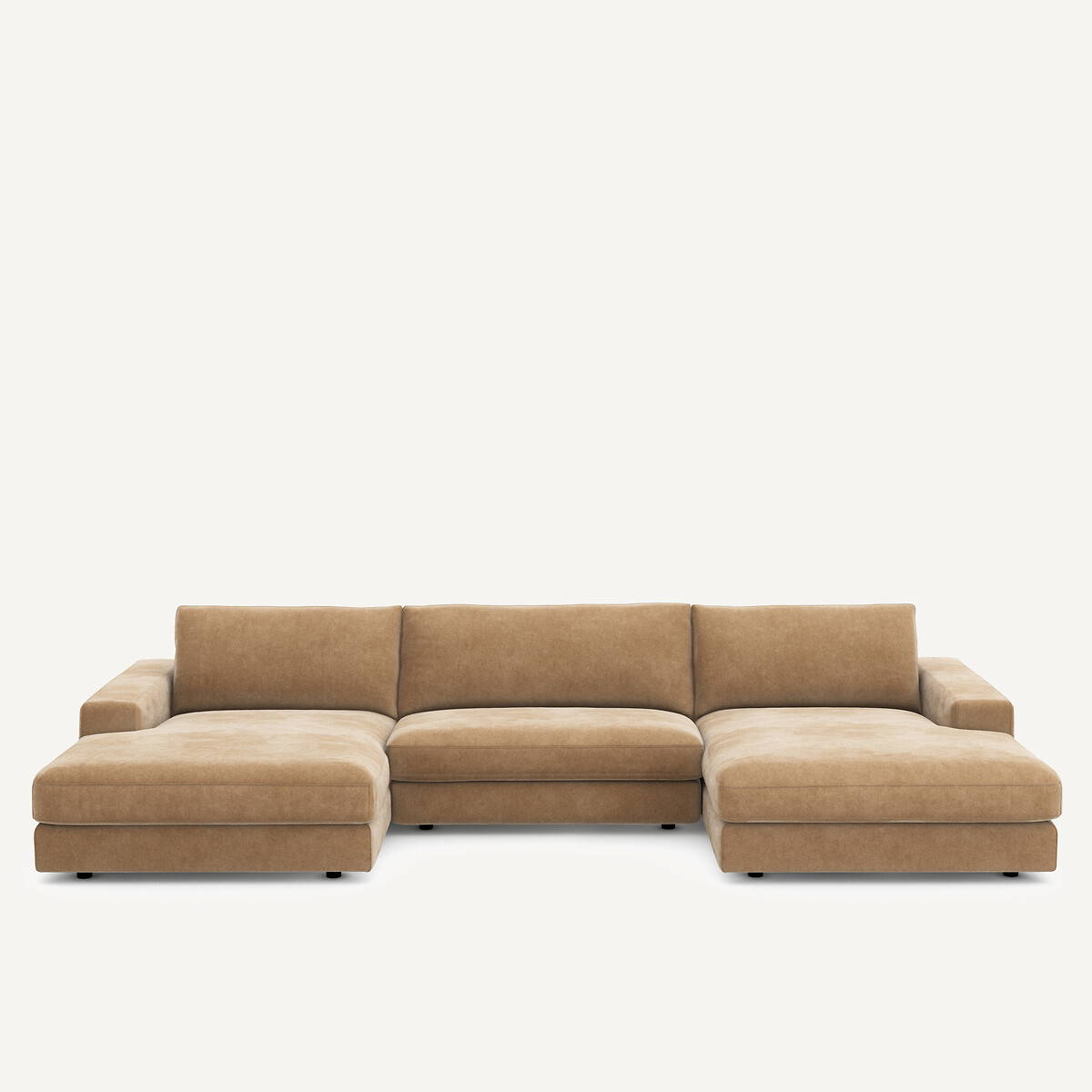 Πολυγωνικός καναπές 5 θέσεων από βελούδο stonewashed Μ173xΠ370xΥ78cm