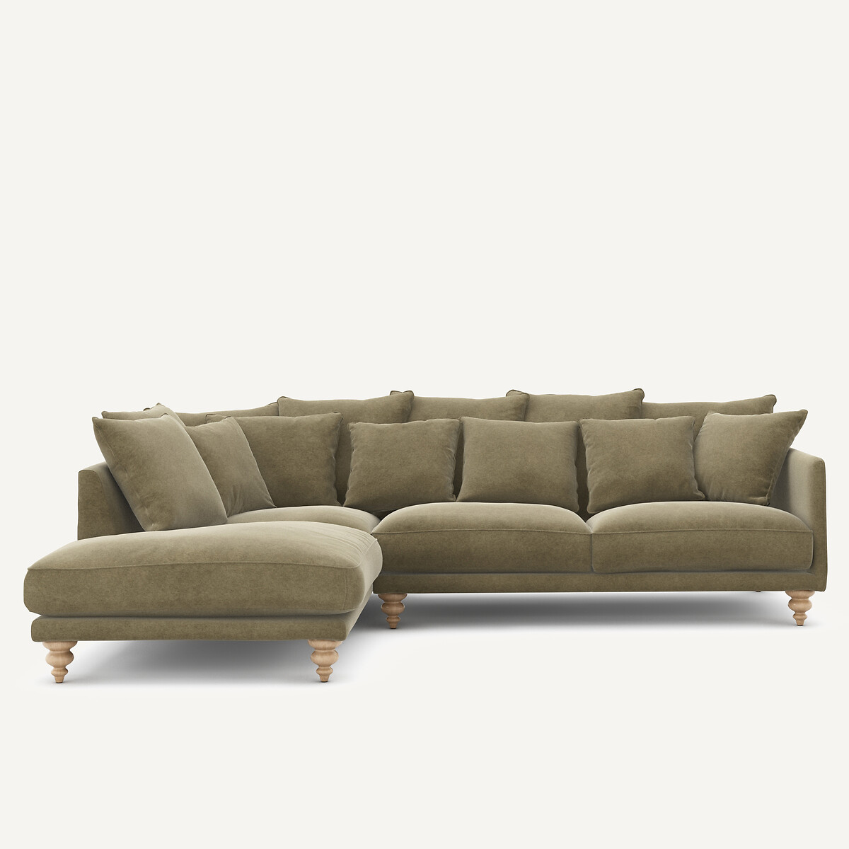 Γωνιακός καναπές από λινό βελούδο Μ206xΠ279xΥ93cm