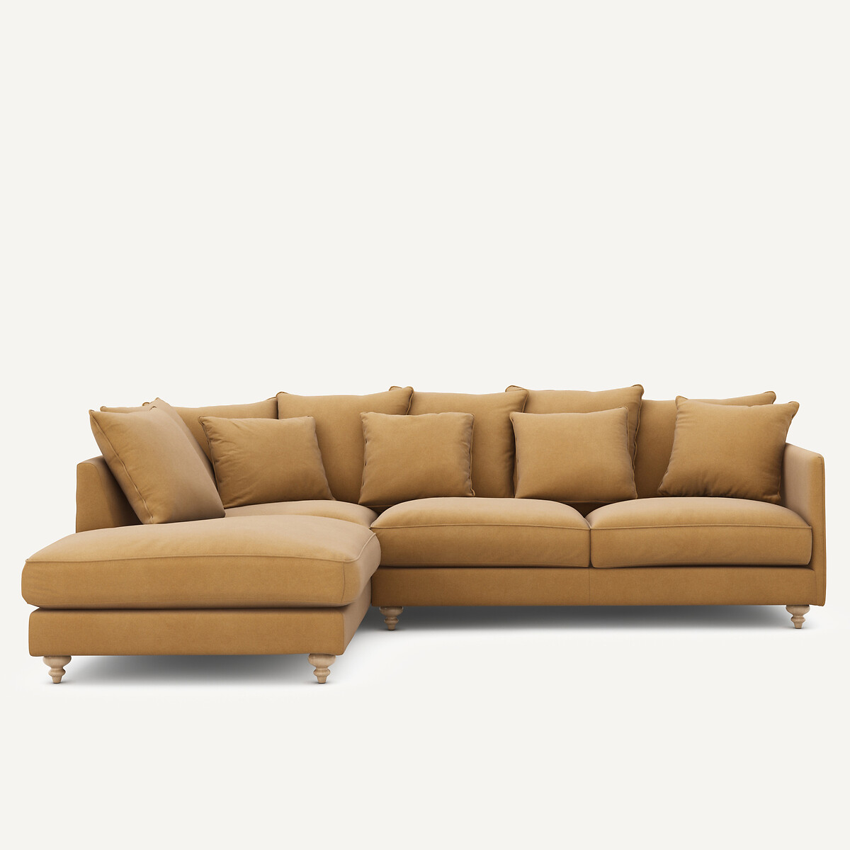 Γωνιακός καναπές από λινό βελούδο Μ209xΠ279xΥ93cm