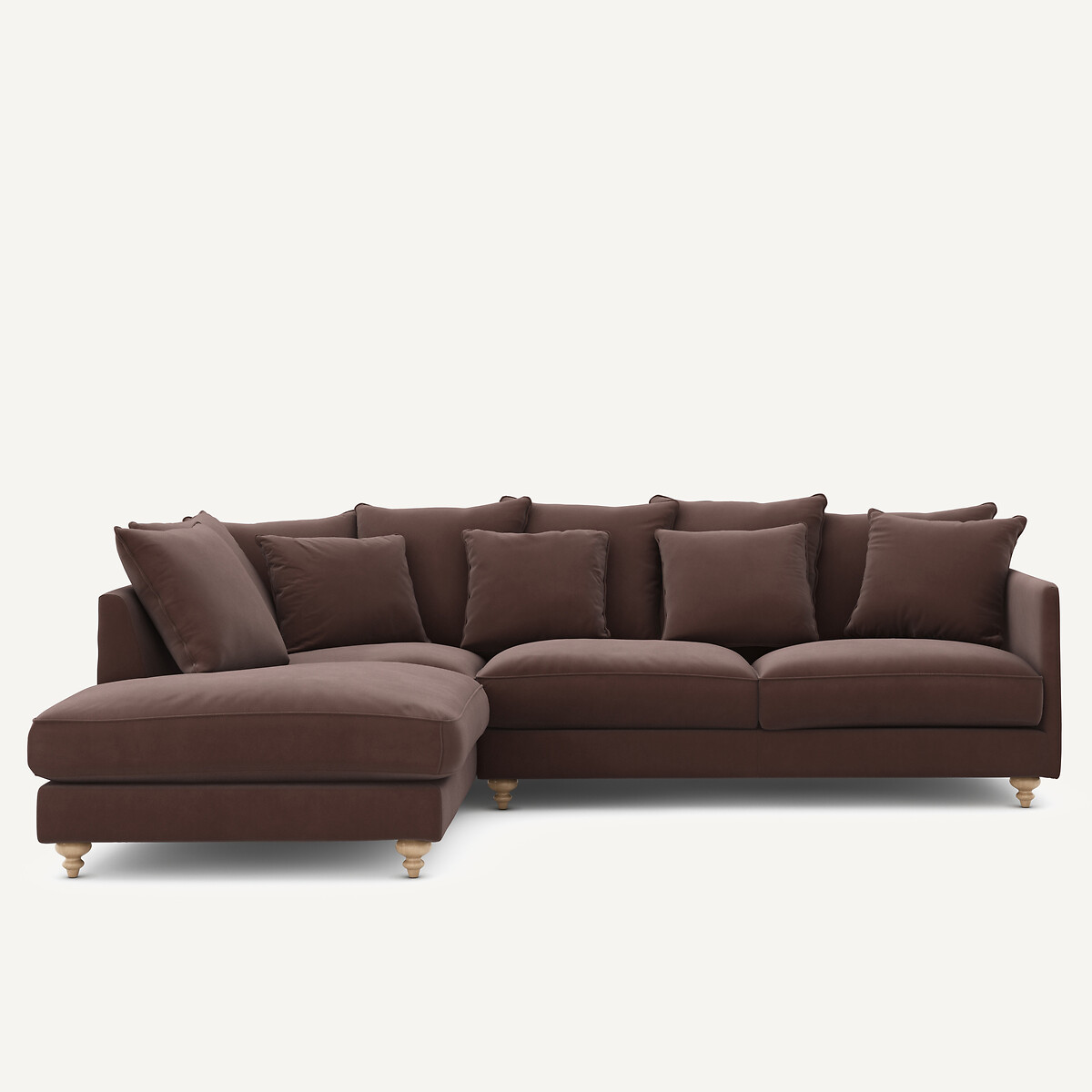 Γωνιακός καναπές από λινό βελούδο Μ209xΠ279xΥ93cm