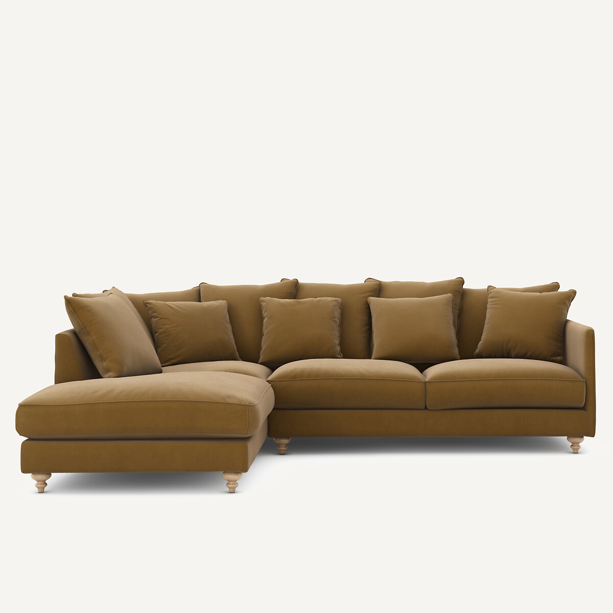 Γωνιακός καναπές από λινό βελούδο Μ209xΠ279xΥ93cm