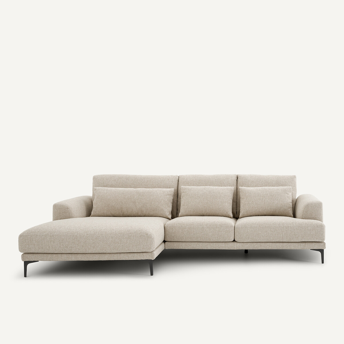 Γωνιακός καναπές με αριστερό ανάκλιντρο XL από μπουκλέ ύφασμα Μ149xΠ277xΥ83cm