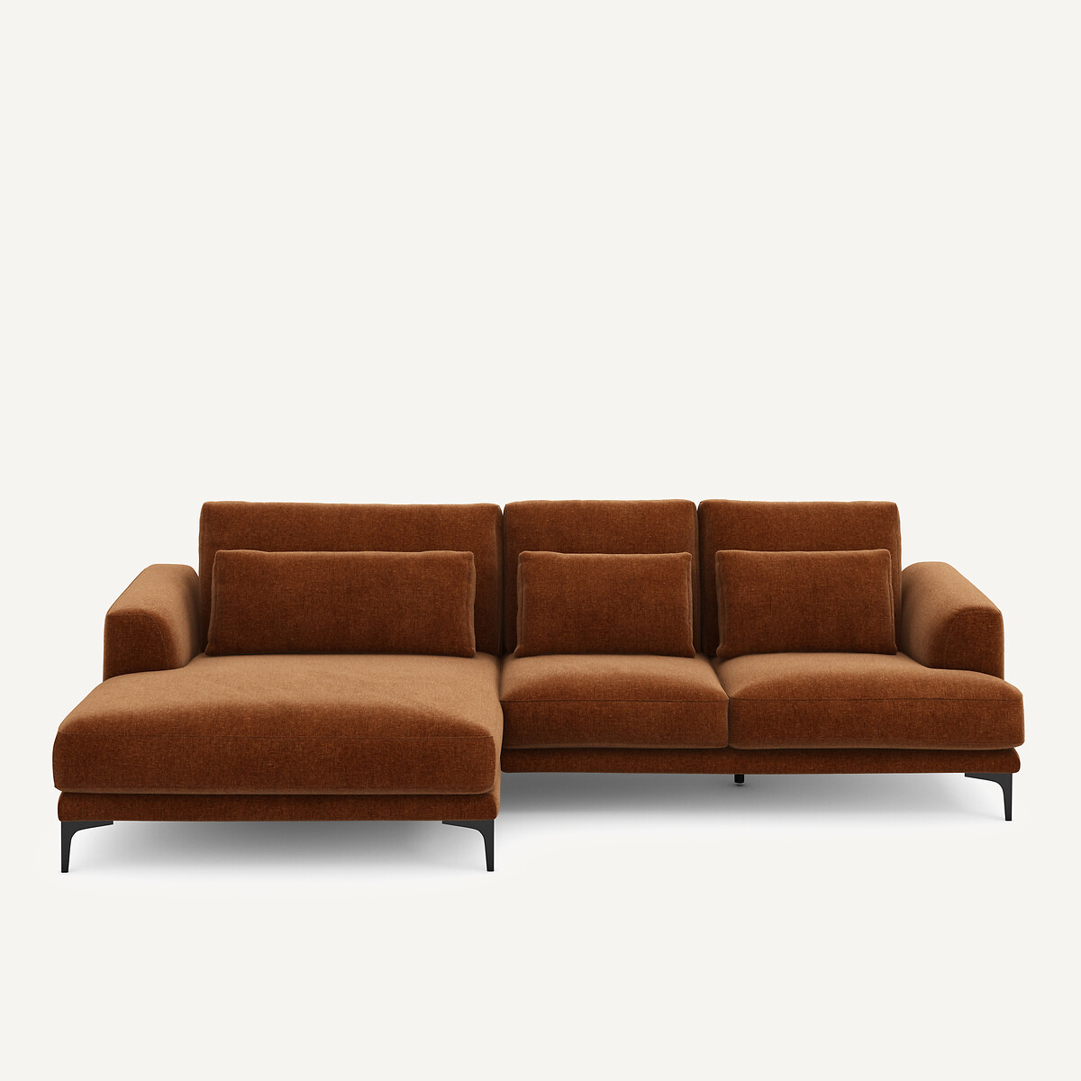 Γωνιακός καναπές XL αριστερός από βελούδινο chenille Μ149xΠ277xΥ83cm