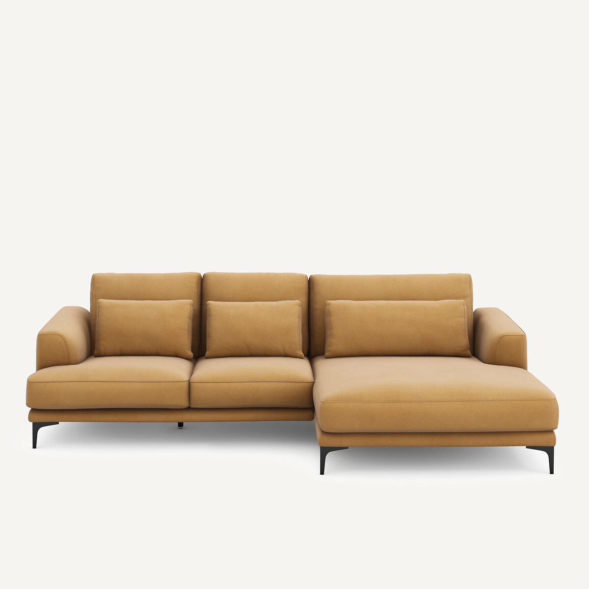 Γωνιακός καναπές XL δεξιός από λινό βελούδο Μ149xΠ277xΥ83cm