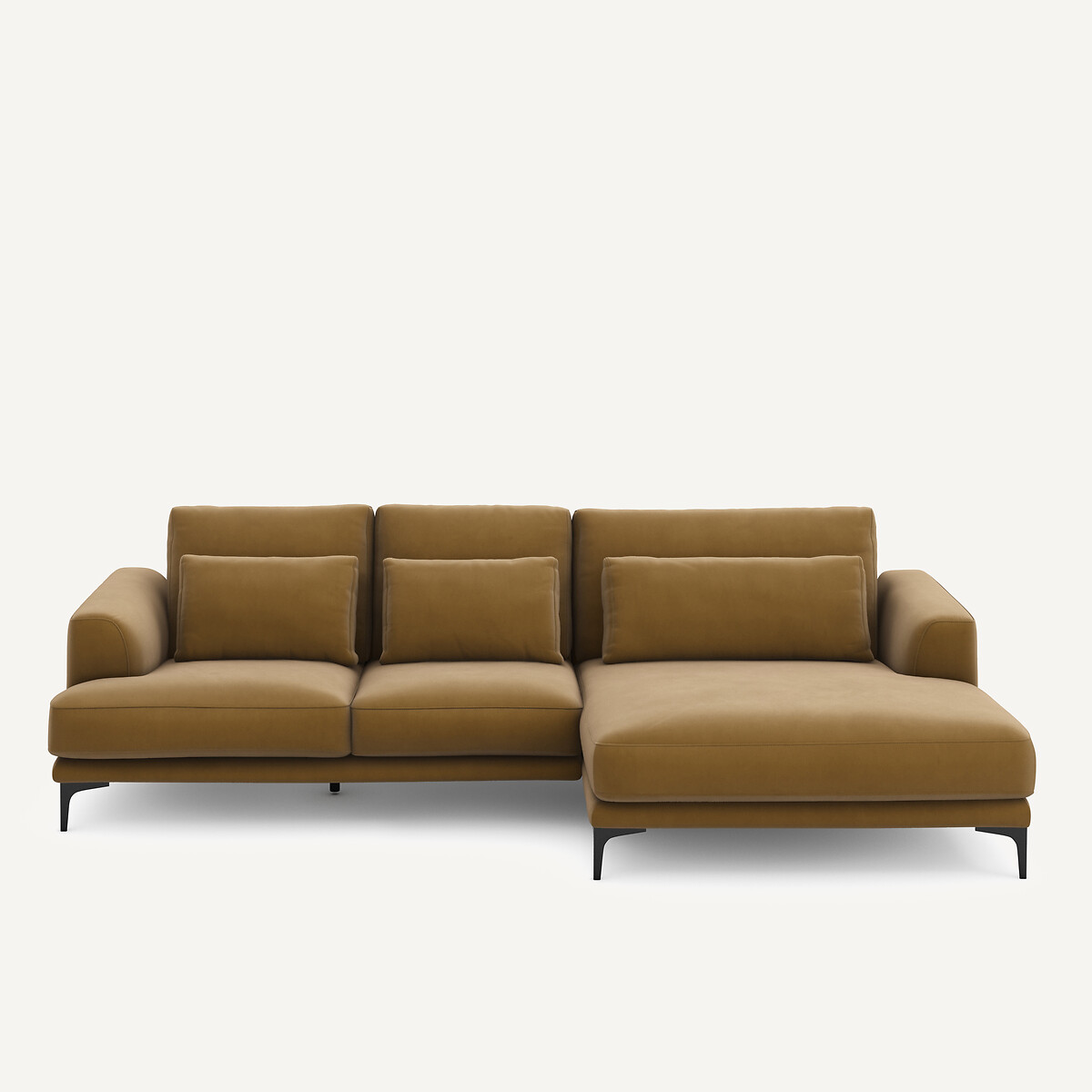 Γωνιακός καναπές XL δεξιός από λινό βελούδο Μ149xΠ277xΥ83cm