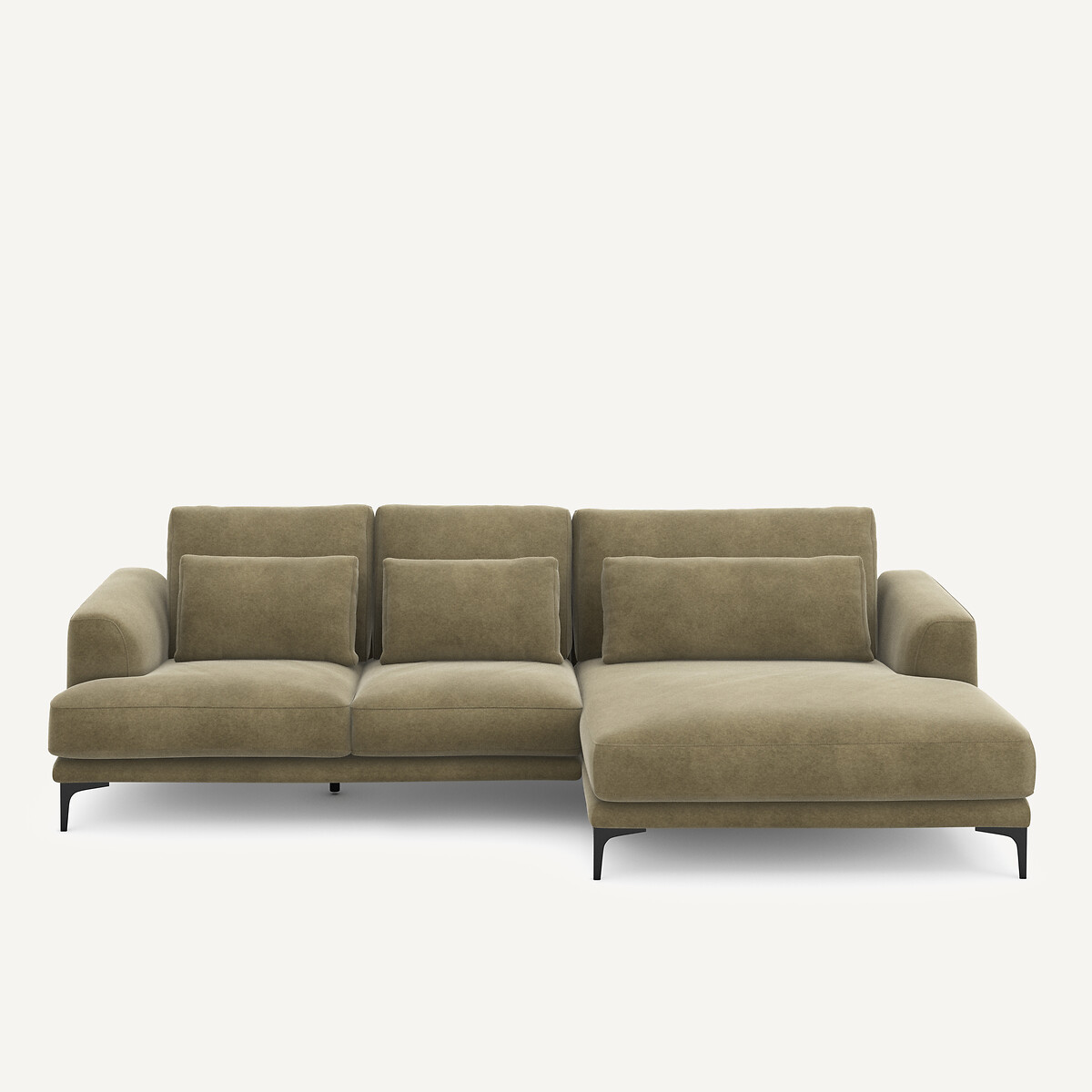 Γωνιακός καναπές XL δεξιός από λινό βελούδο Μ149xΠ277xΥ83cm