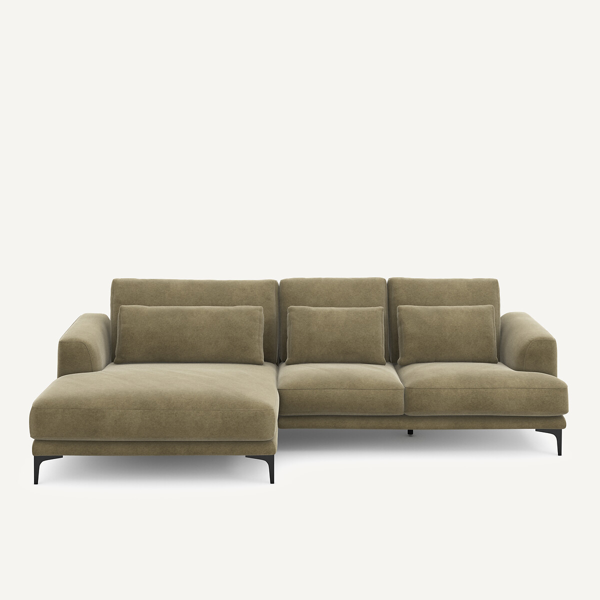 Γωνιακός καναπές XL αριστερός από λινό βελούδο Μ149xΠ277xΥ83cm