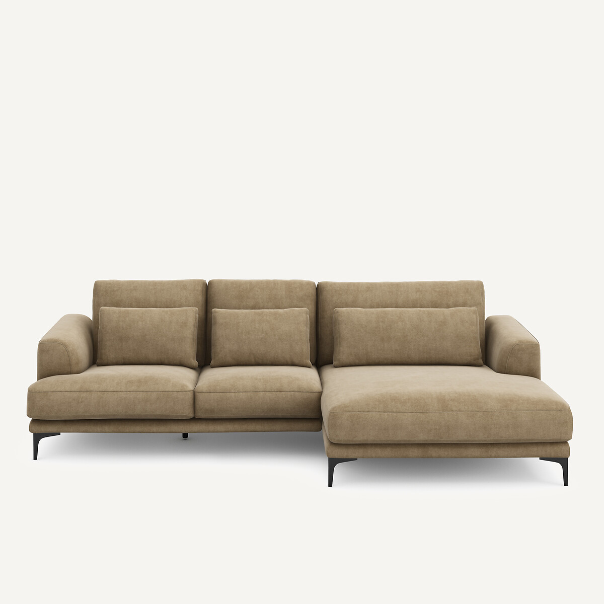 Γωνιακός καναπές XL δεξιός από βελούδο stonewashed Μ149xΠ277xΥ83cm