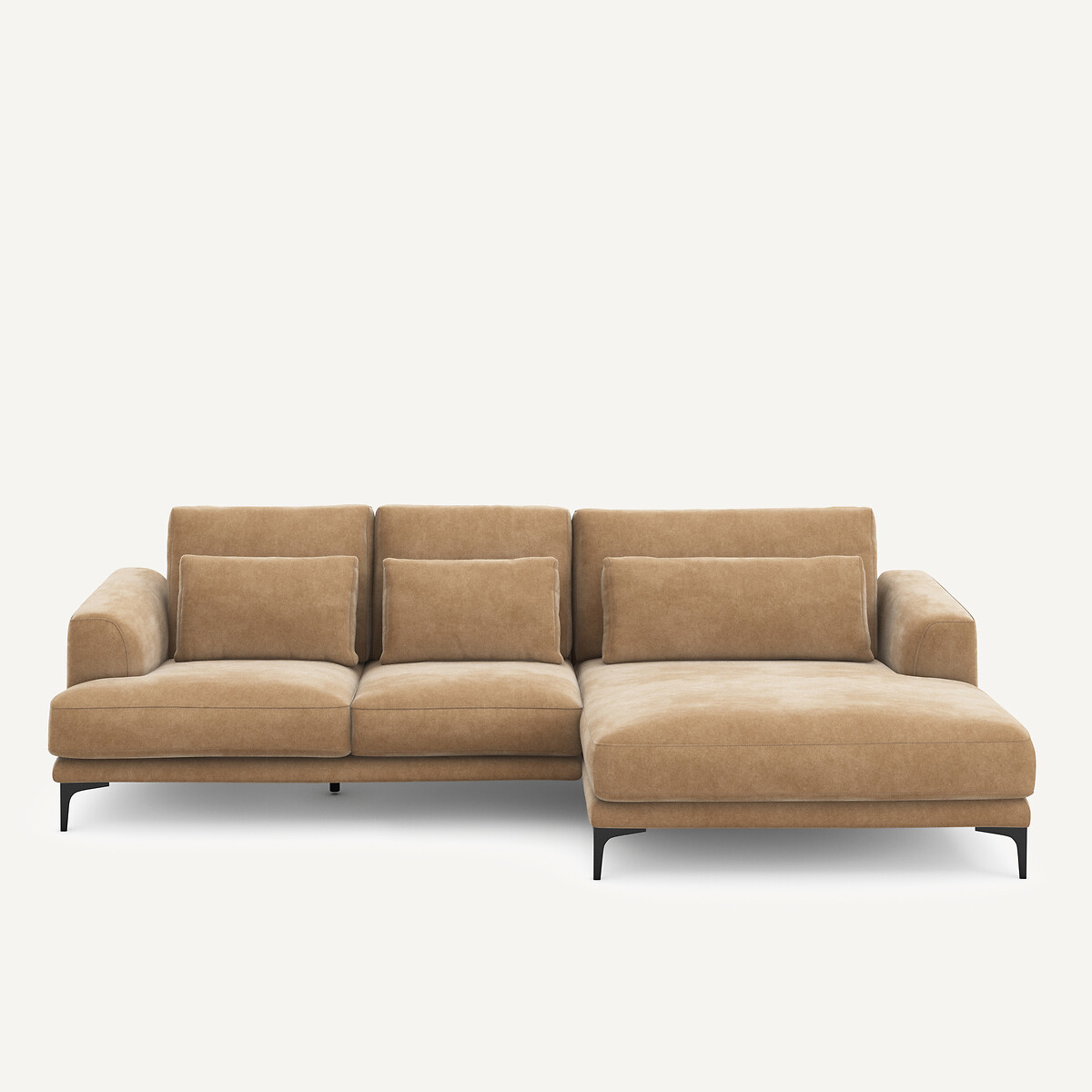 Γωνιακός καναπές XL δεξιός από βελούδο stonewashed Μ149xΠ277xΥ83cm