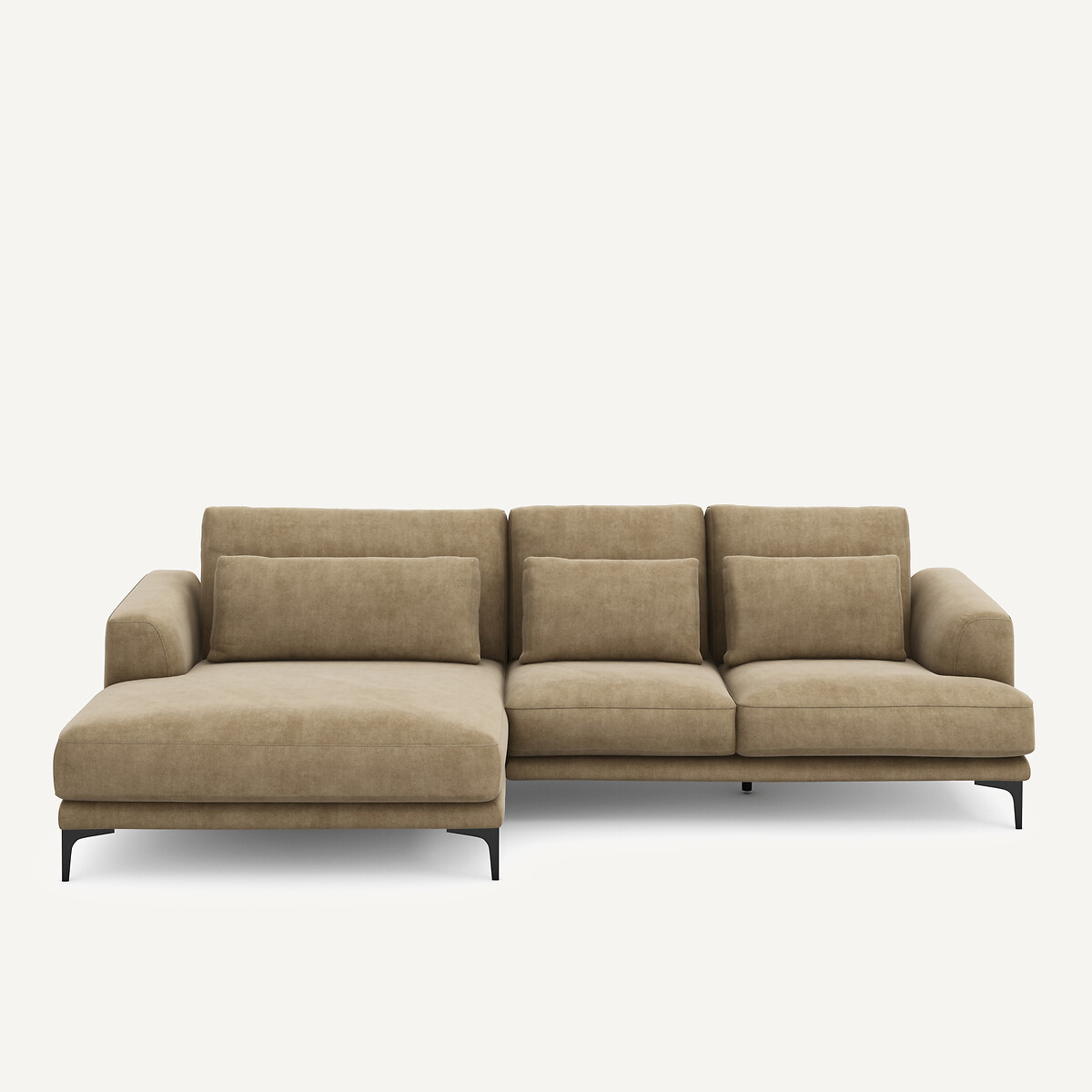 Γωνιακός καναπές XL αριστερός από βελούδο stonewashed Μ149xΠ277xΥ83cm