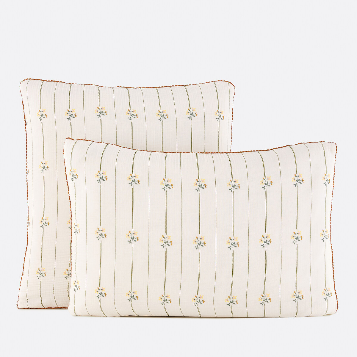 Μαξιλαροθήκη από βαμβακερή γάζα με λουλουδάτο σχέδιο 50x70 cm