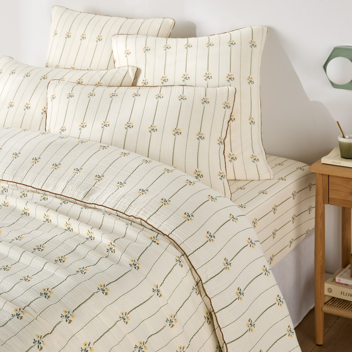 Παπλωματοθήκη από βαμβακερή μουσελίνα με φλοράλ μοτίβο 140x200 cm