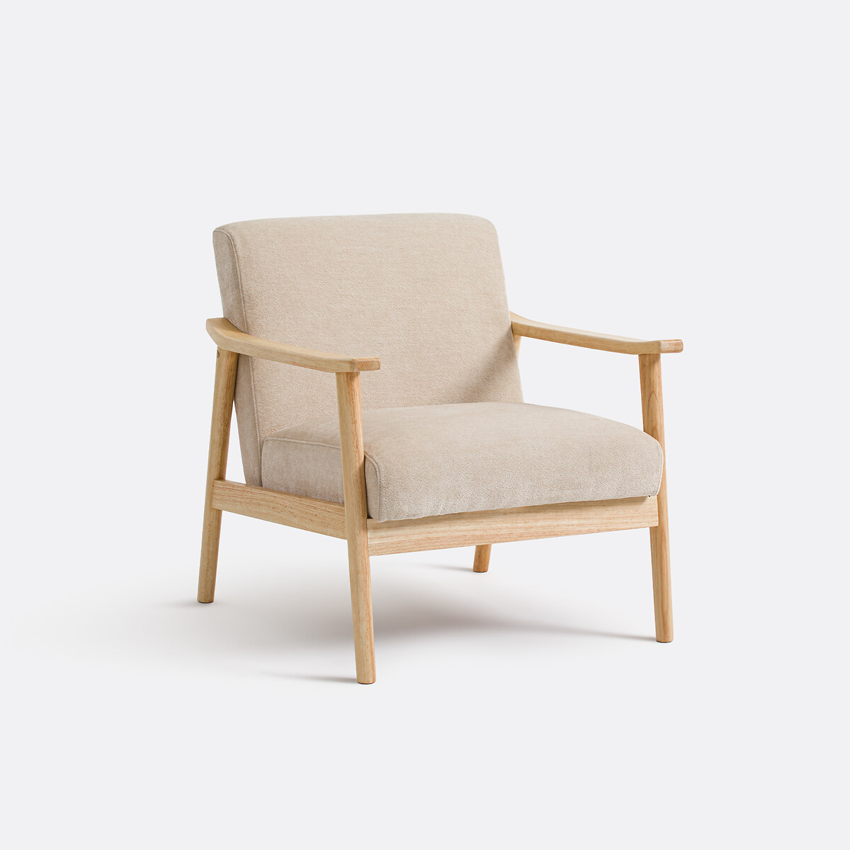 Πολυθρόνα lounge από ξύλο καουτσούκ και υφή βελούδου