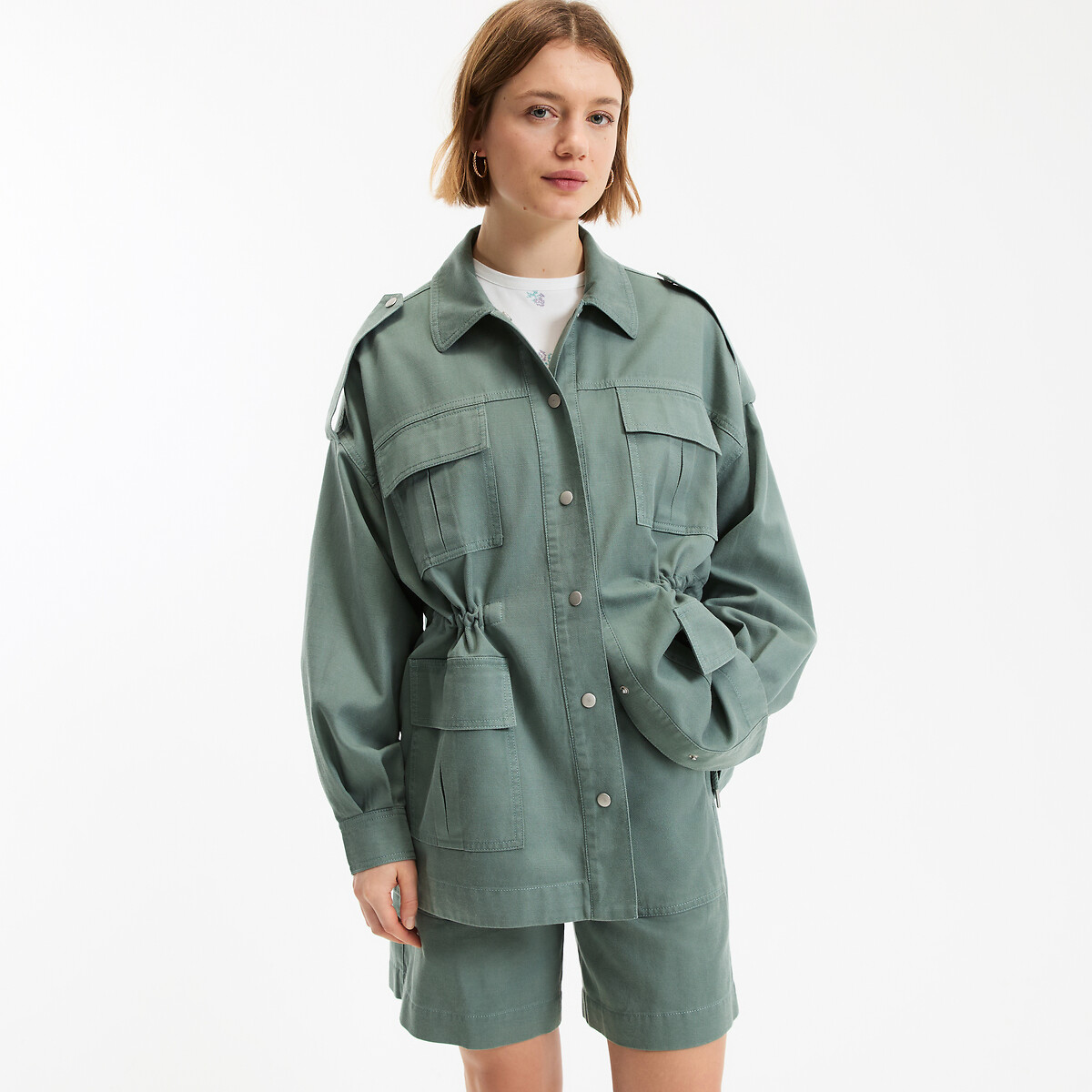 Φαρδύ safari σακάκι από lyocell και βαμβάκι