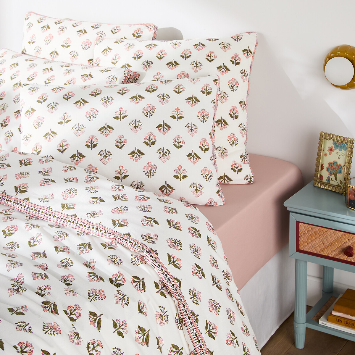 Παπλωματοθήκη από πλυμένο βαμβάκι με φλοράλ μοτίβο 140x200 cm