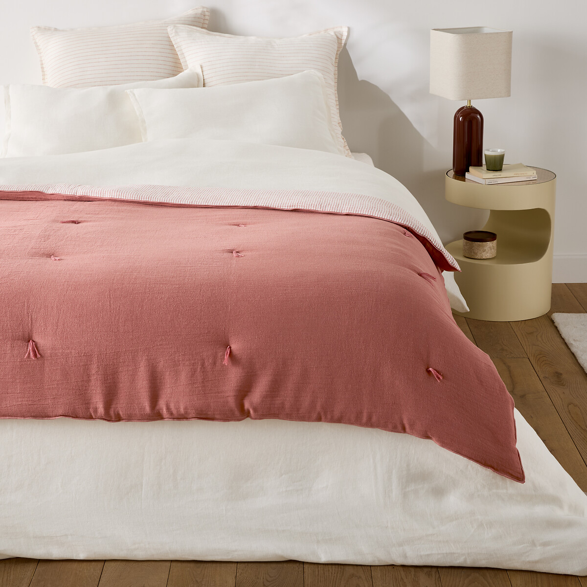 Κάλυμμα κρεβατιού 2 όψεων από βαμβάκι και λινό