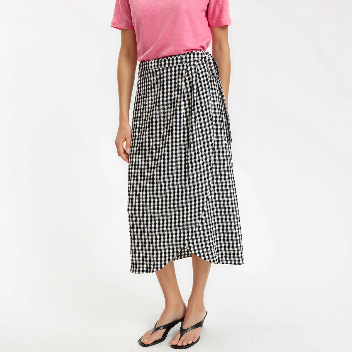 Μίντι φούστα με σταυρωτό σχέδιο και καρό μοτίβο