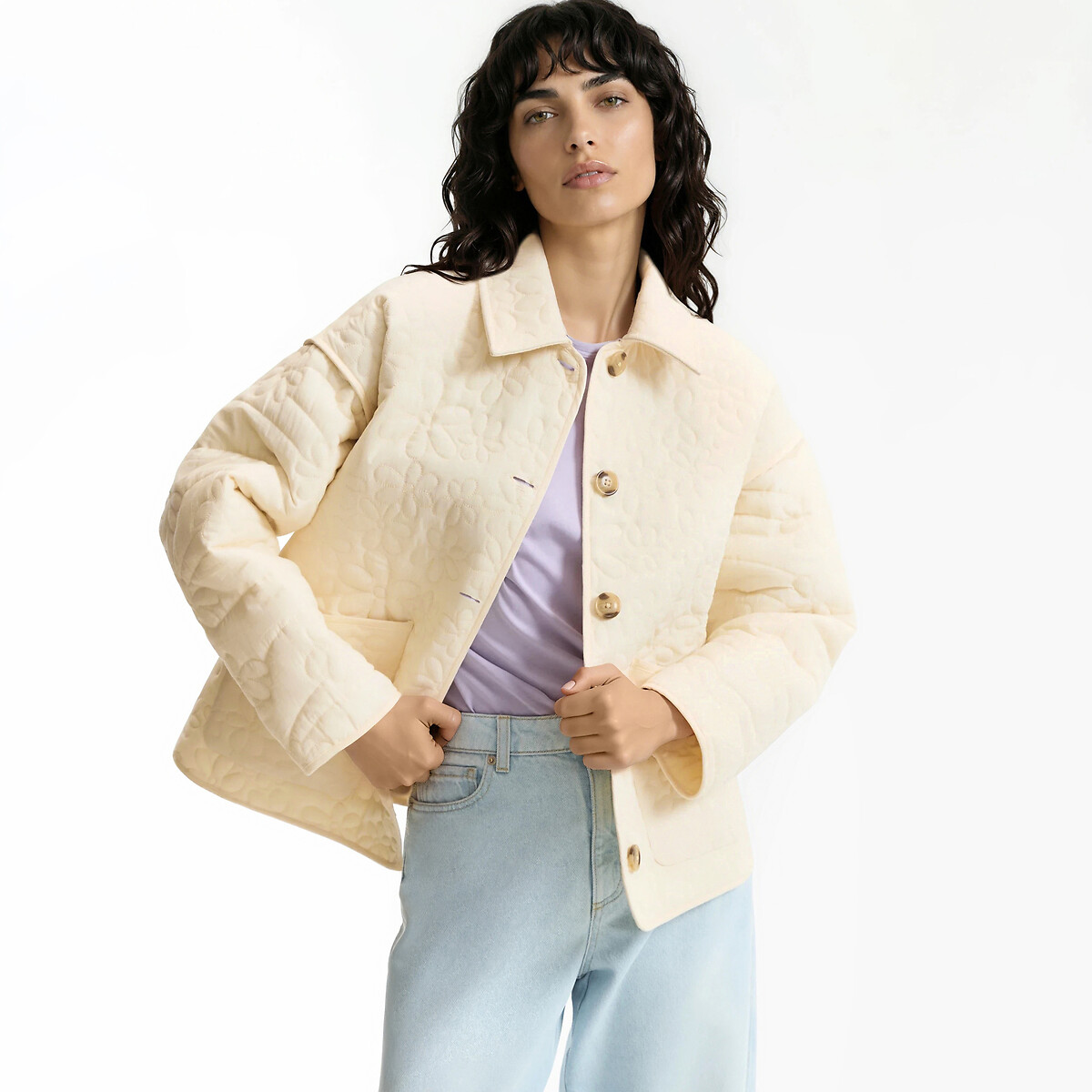 La Redoute Collections Καπιτονέ ζακέτα με ανάγλυφα λουλούδια