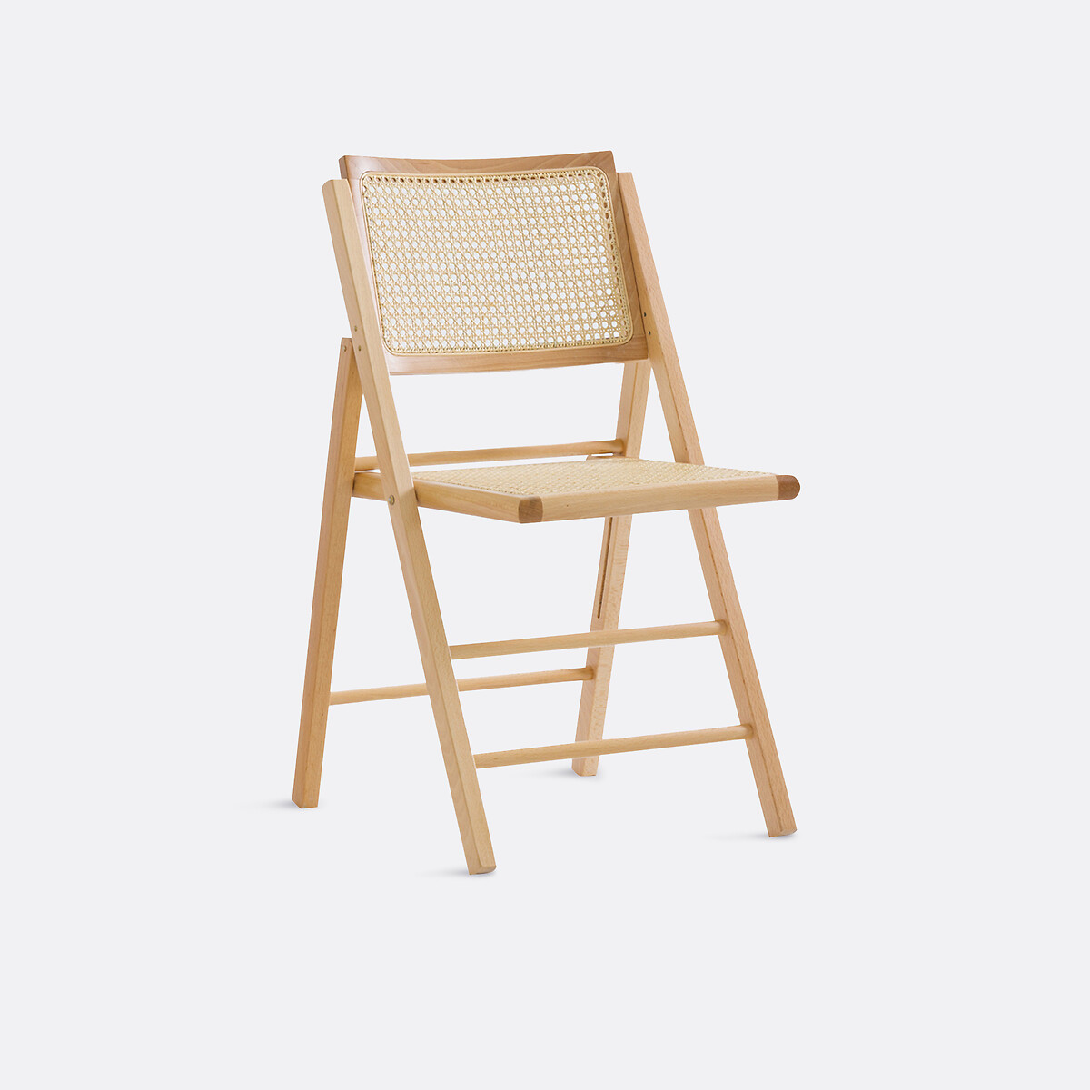 Πτυσσόμενη καρέκλα από οξιά και ψάθα Μ52xΠ44xΥ82cm