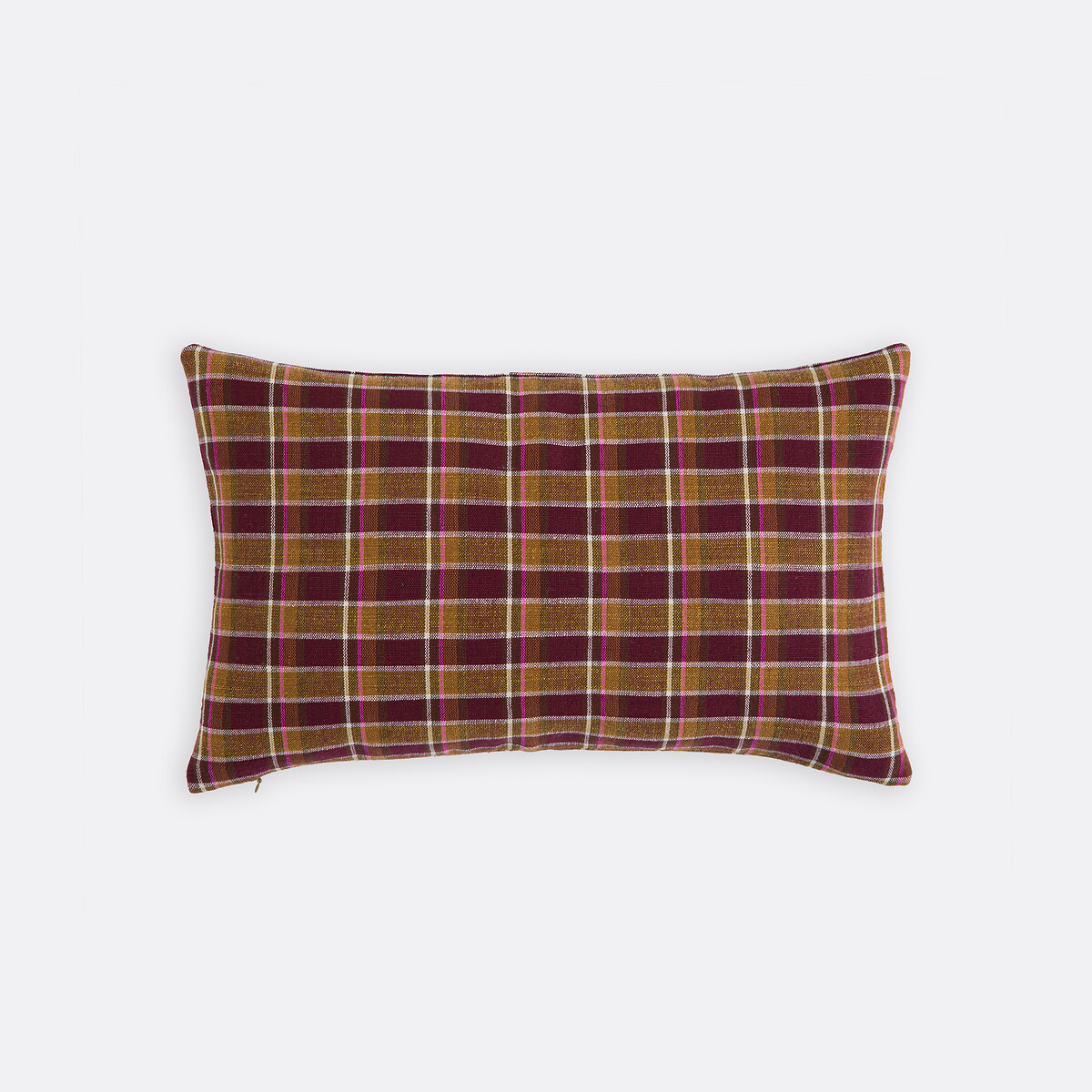 Ορθογώνια μαξιλαροθήκη βαμβακερή με καρό σχέδιο 50x30 cm
