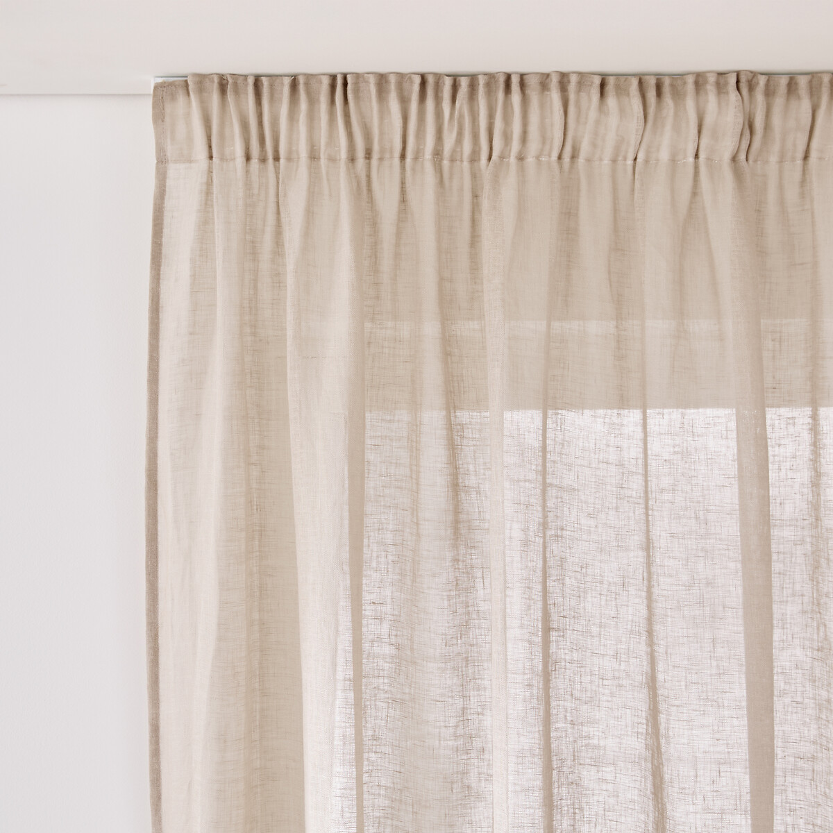 Λινή διαφανής κουρτίνα με πιέτες και κύματα 260x135 cm