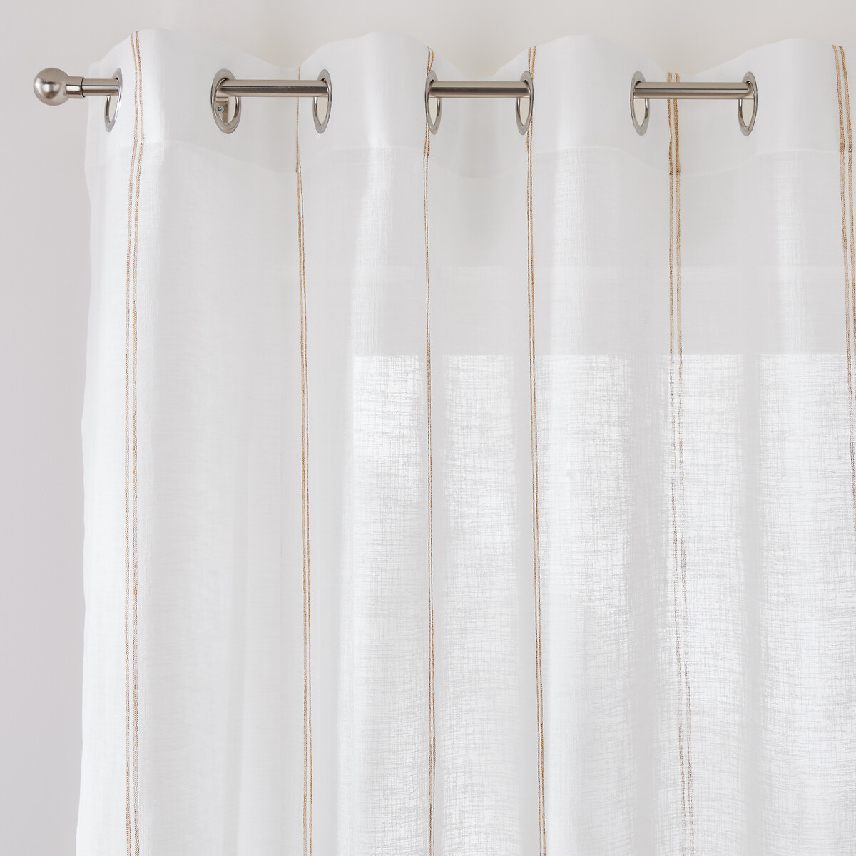 Διαφανής κουρτίνα με ρίγες και κρίκους 180x140 cm