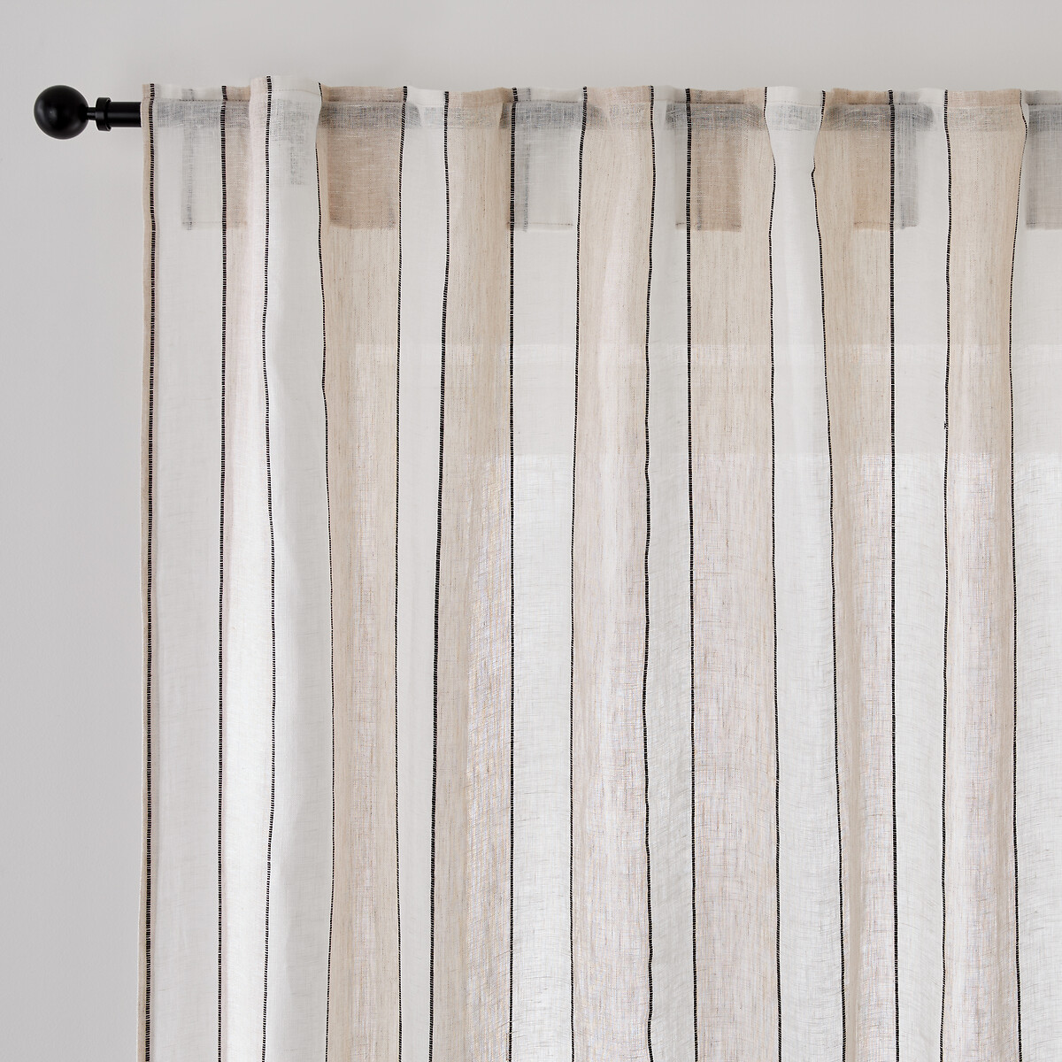Διαφανής ριγέ κουρτίνα από λινό και βαμβάκι 250x135 cm