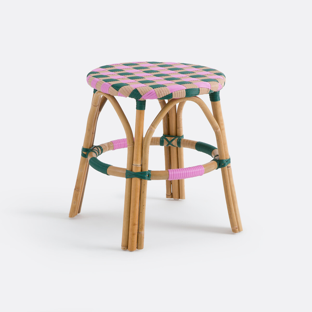 Σκαμπό από φυσικό ρατάν και πλεκτή ρητίνη Μ41xΠ41cm