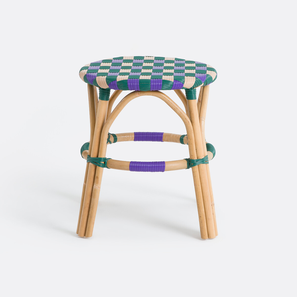 Σκαμπό από φυσικό ρατάν και πλεκτή ρητίνη Μ41xΠ41cm