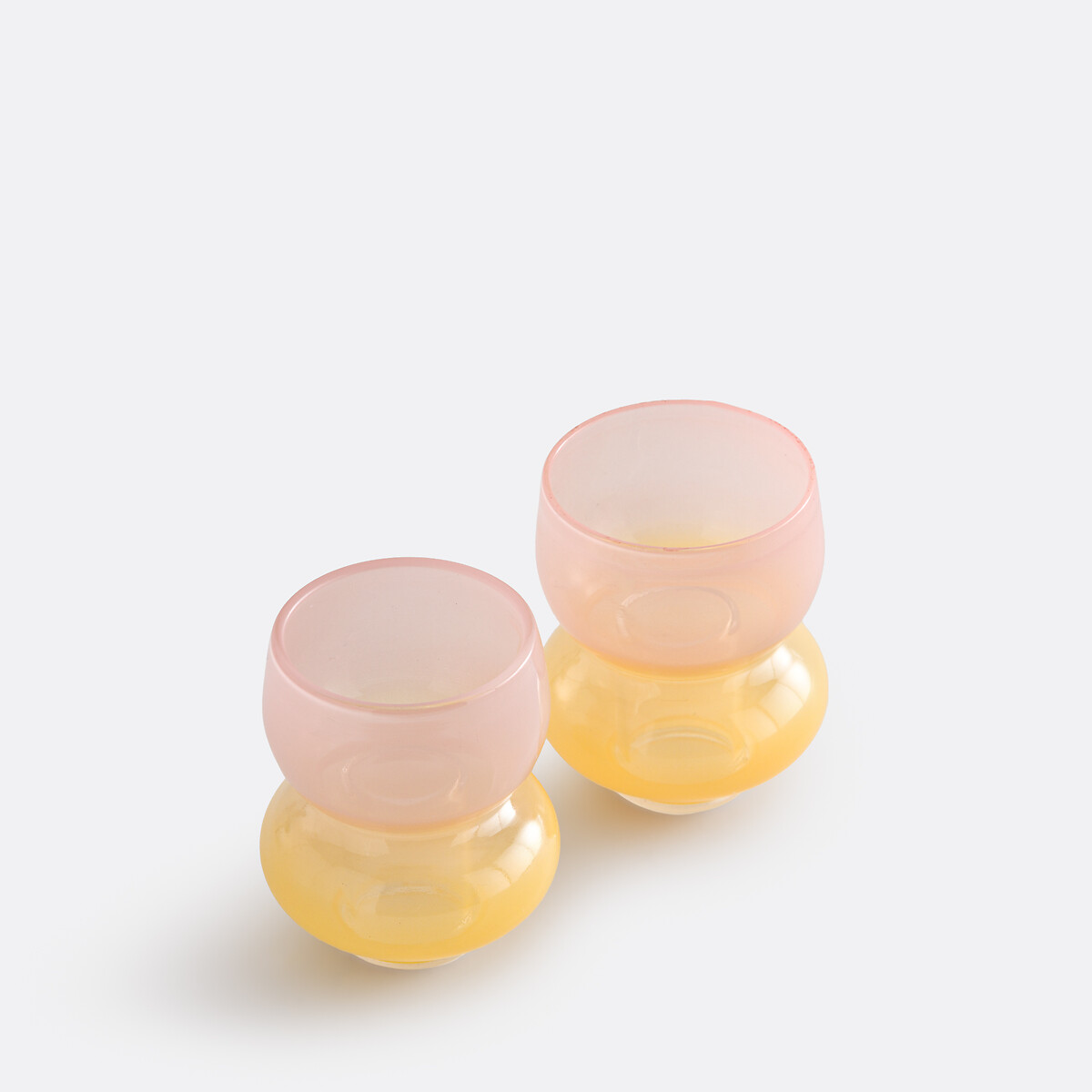 Σετ 2 πολύχρωμων γυάλινων κηροπηγίων Υ8cm