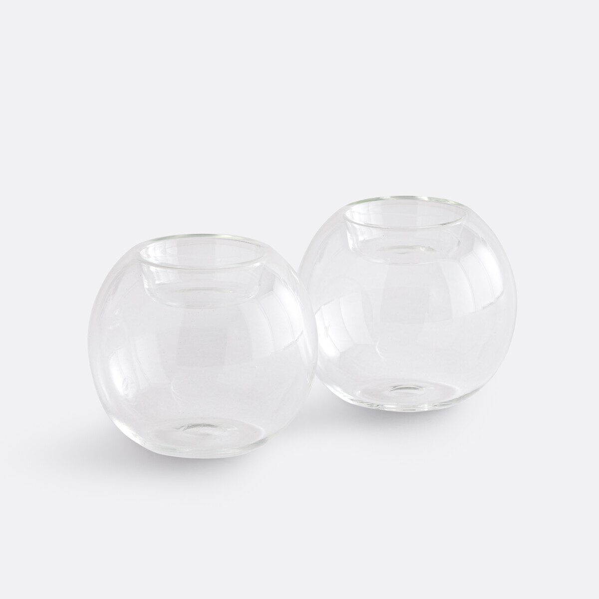 Σετ 2 διαφανή γυάλινα κηροπήγια