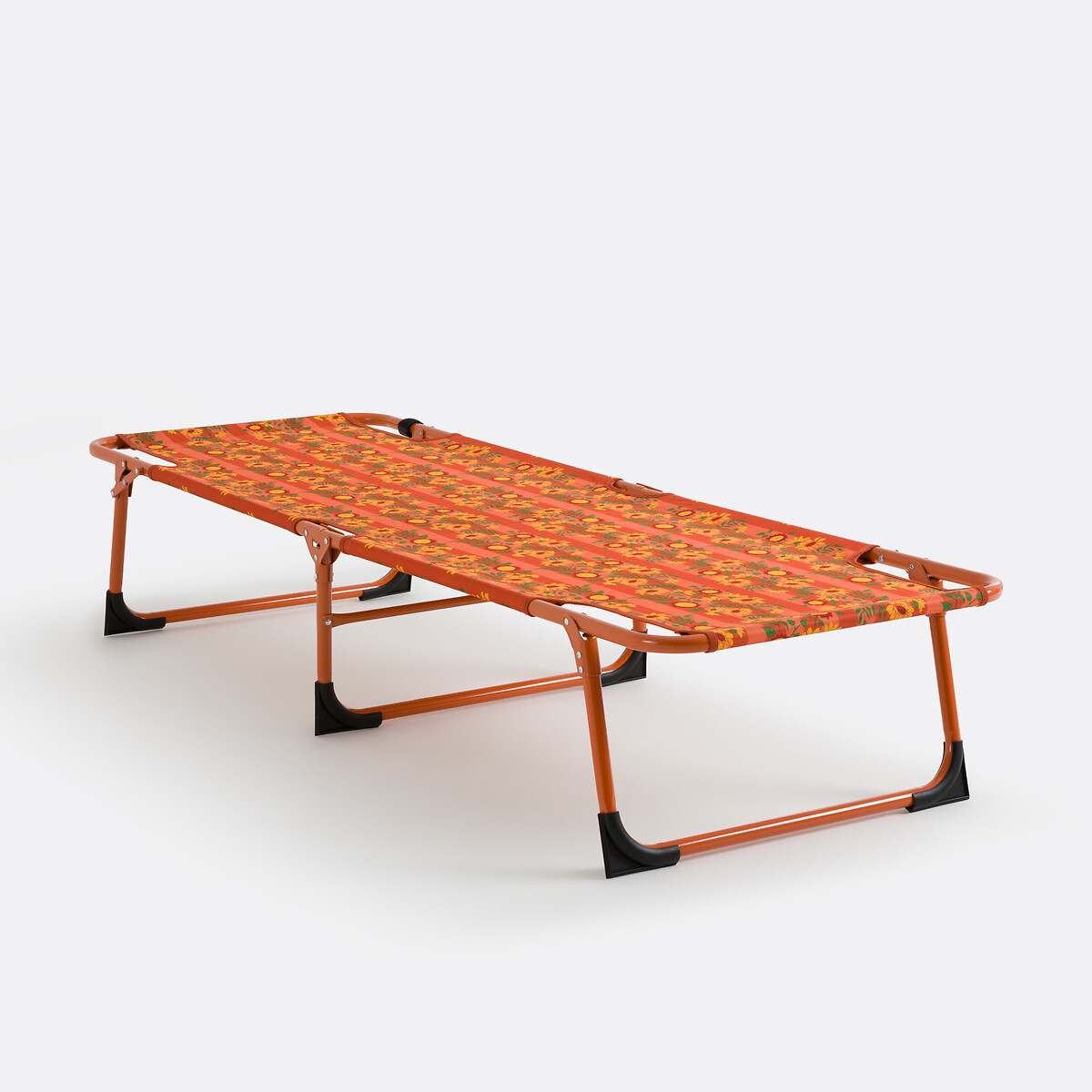 Πτυσσόμενο κρεβάτι κάμπινγκ με υφασμάτινο λουλουδάτο μοτίβο Μ64xΠ183xΥ33cm
