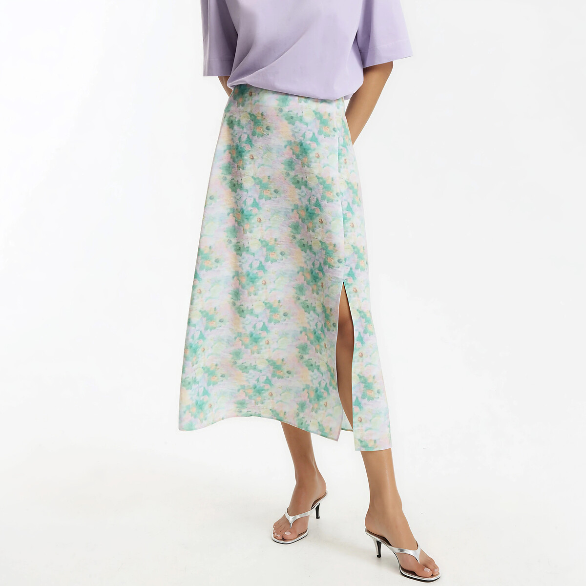 Μακριά φούστα με σκίσιμο και φλοράλ μοτίβο