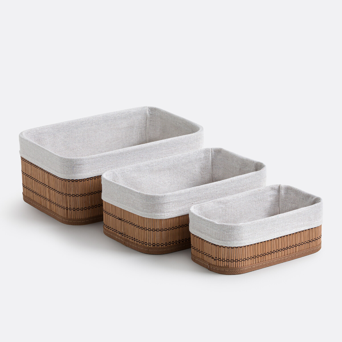Σετ 3 καλάθια από μπαμπού Μ28xΠ36cm