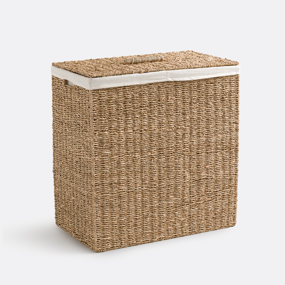 Διπλό καλάθι απλύτων από πλεκτό φύκι Μ59xΠ67xΥ40cm