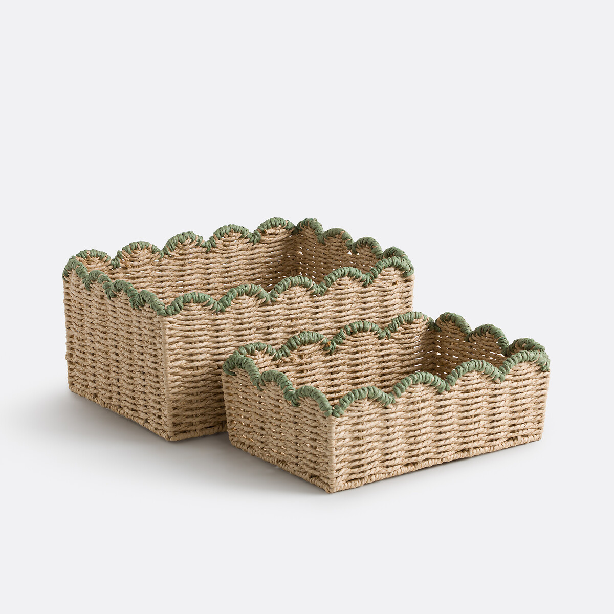 Σετ 2 πλεκτά καλάθια από χαρτί Μ27xΠ35xΥ15cm