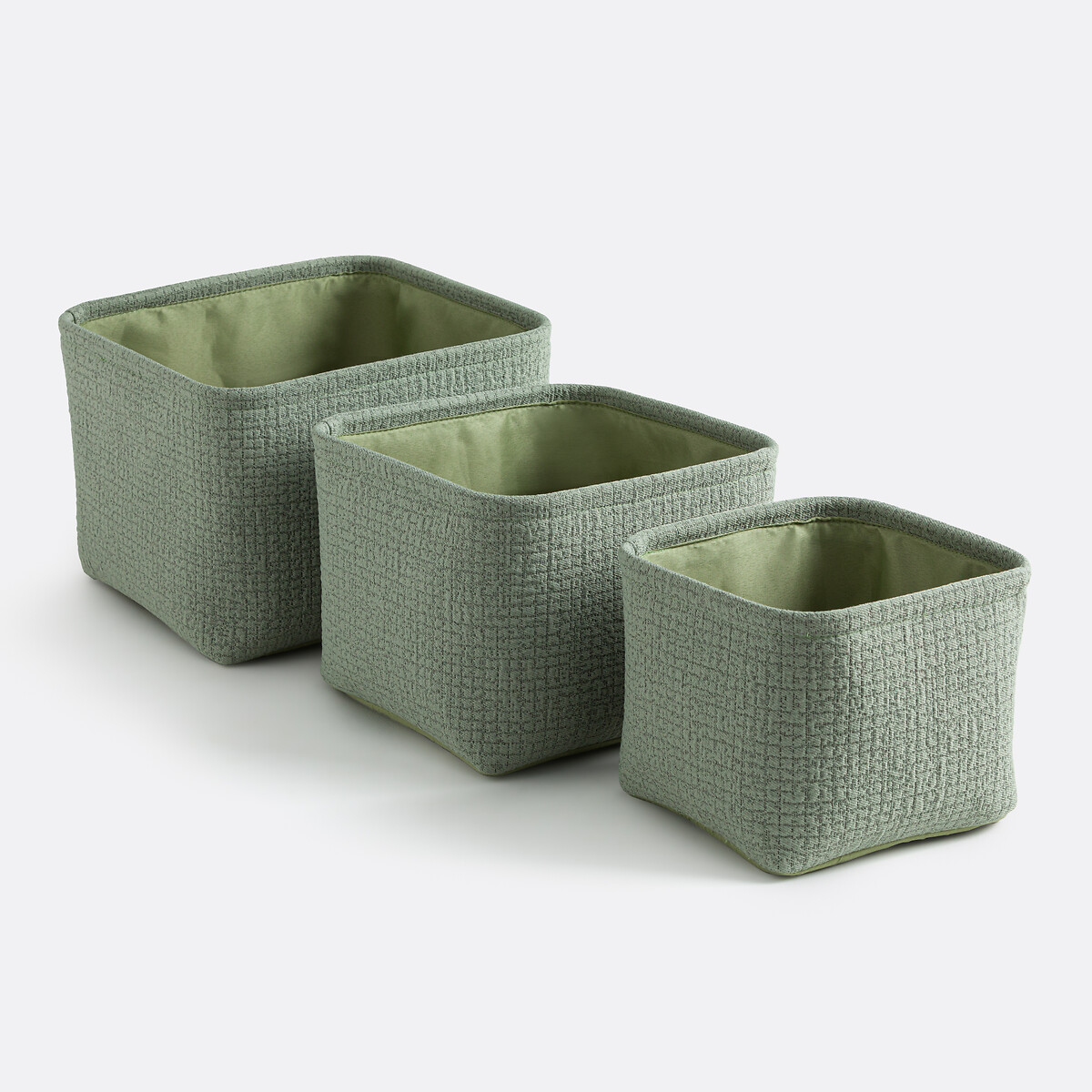 Σετ 3 υφασμάτινα καλάθια με ανάγλυφη ύφανση Μ26xΠ38xΥ22cm
