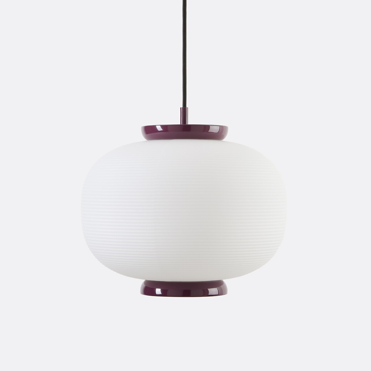 Φωτιστικό οροφής από ραβδωτή οπαλίνα και σίδερο Μ33xΠ33cm