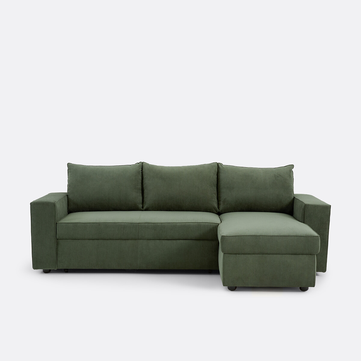 Γωνιακός καναπές-κρεβάτι 3θέσιος με αποθηκευτικό χώρο από ριγέ βελούδο Μ150xΠ247xΥ86cm