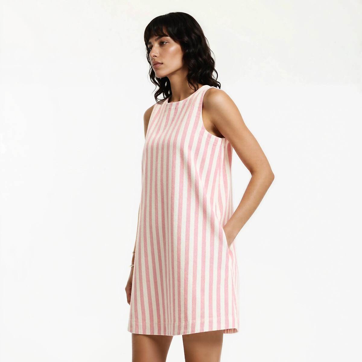 Κοντό αμάνικο ριγέ φόρεμα