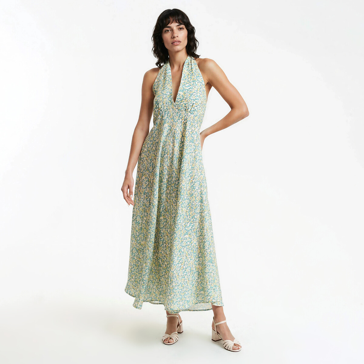 Μακρύ αμάνικο φόρεμα με φλοράλ σχέδιο