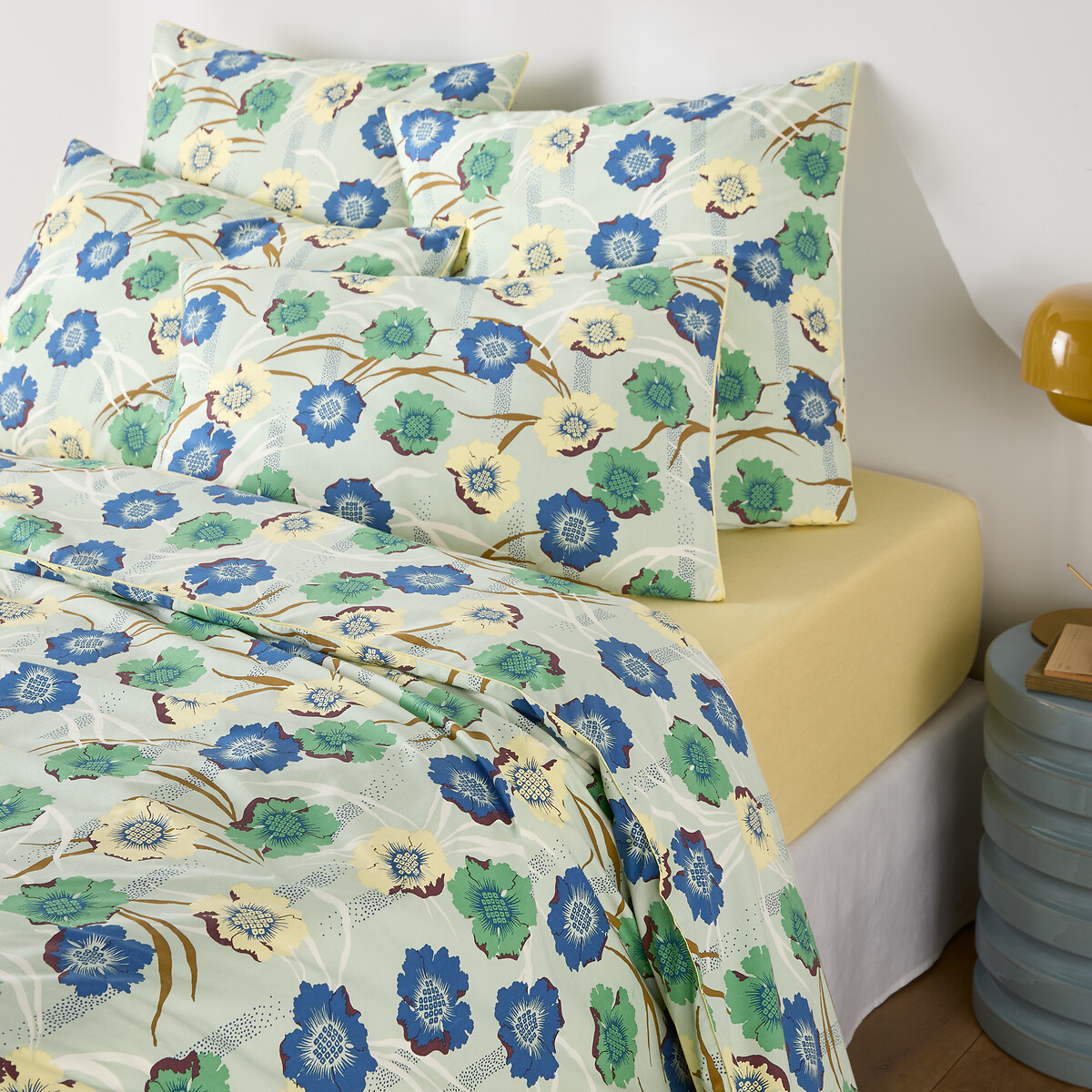 Παπλωματοθήκη από περκάλι βαμβάκι με φλοράλ σχέδιο 140x200 cm