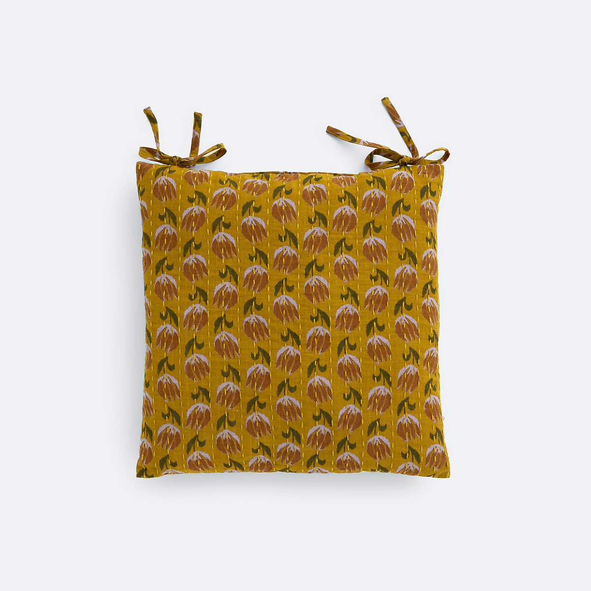 Τετράγωνο μαξιλαράκι καρέκλας από βαμβακερή γάζα με τύπωμα Ikat 40x40 cm