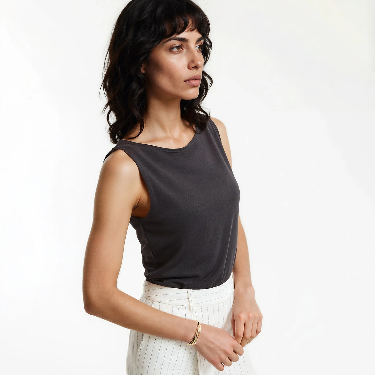 La Redoute Collections Αμάνικο τοπ με λαιμόκοψη bateau