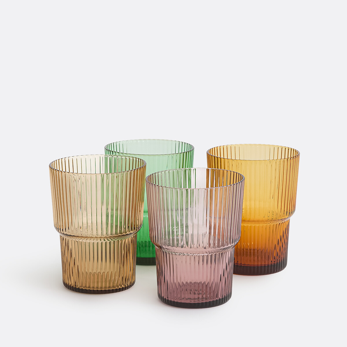Σετ 4 ριγέ ποτήρια νερού σε πολλά χρώματα Μ7xΥ5cm