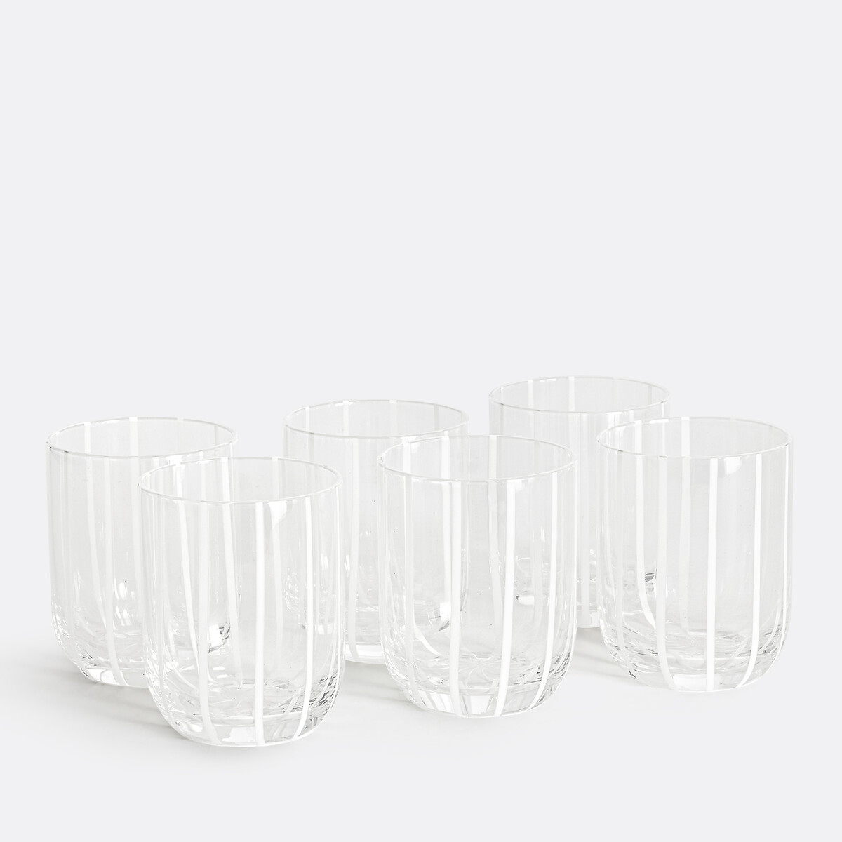Σετ 6 ποτηριών νερού με λευκές ρίγες Μ6xΠ8cm