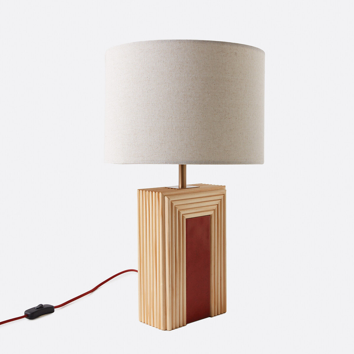 Επιτραπέζιο φωτιστικό από ρατάν και κεραμικό Μ30xΠ30cm