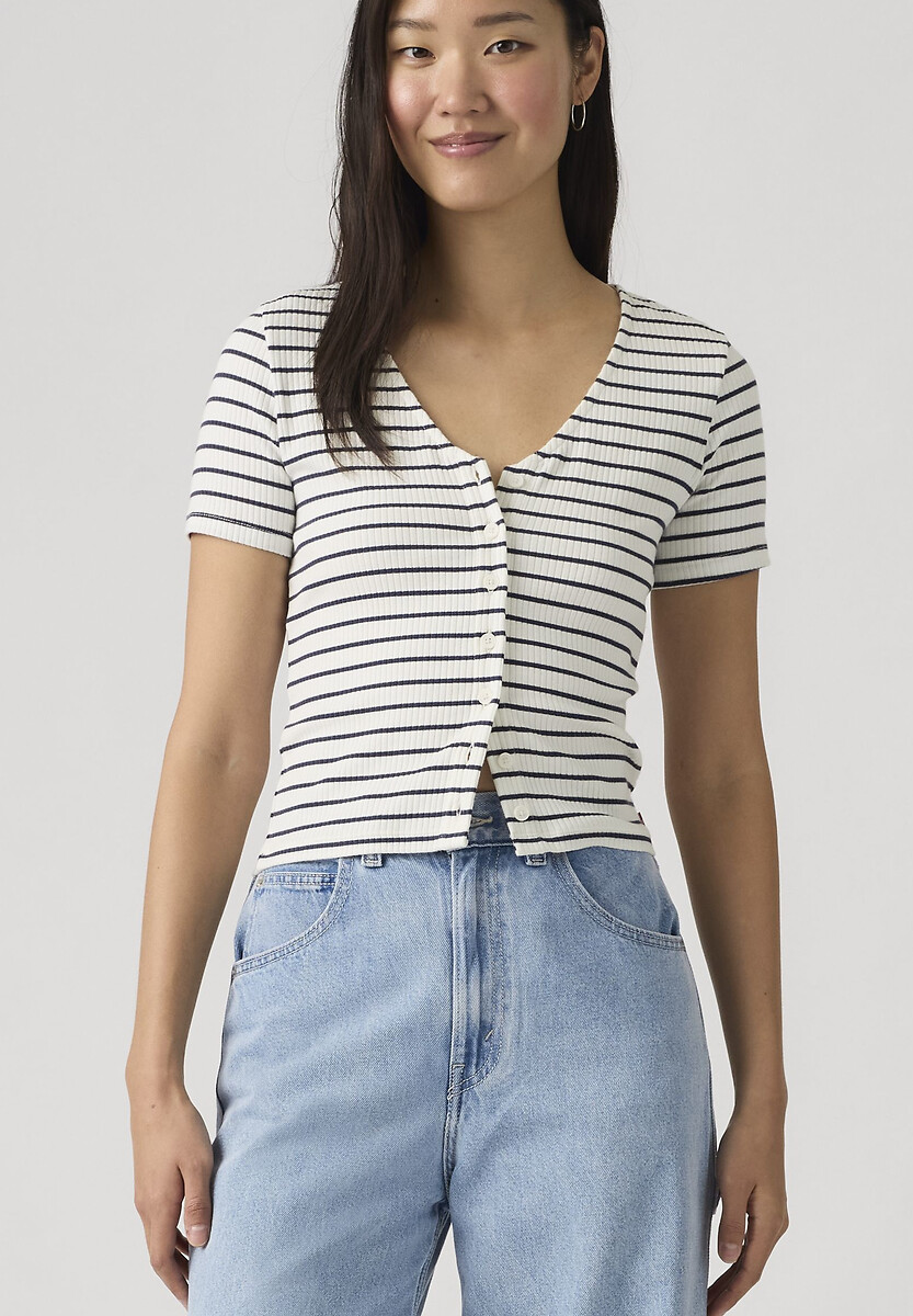 Κοντό ριγέ t-shirt με V λαιμόκοψη - 3330478 | La Redoute