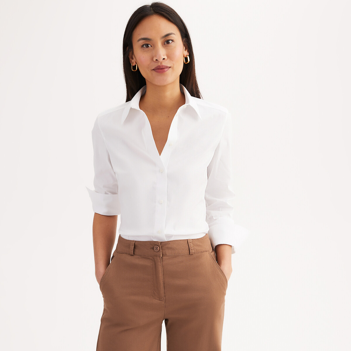 Anne Weyburn Πουκάμισο από ελαστικό βαμβάκι με μακριά μανίκια