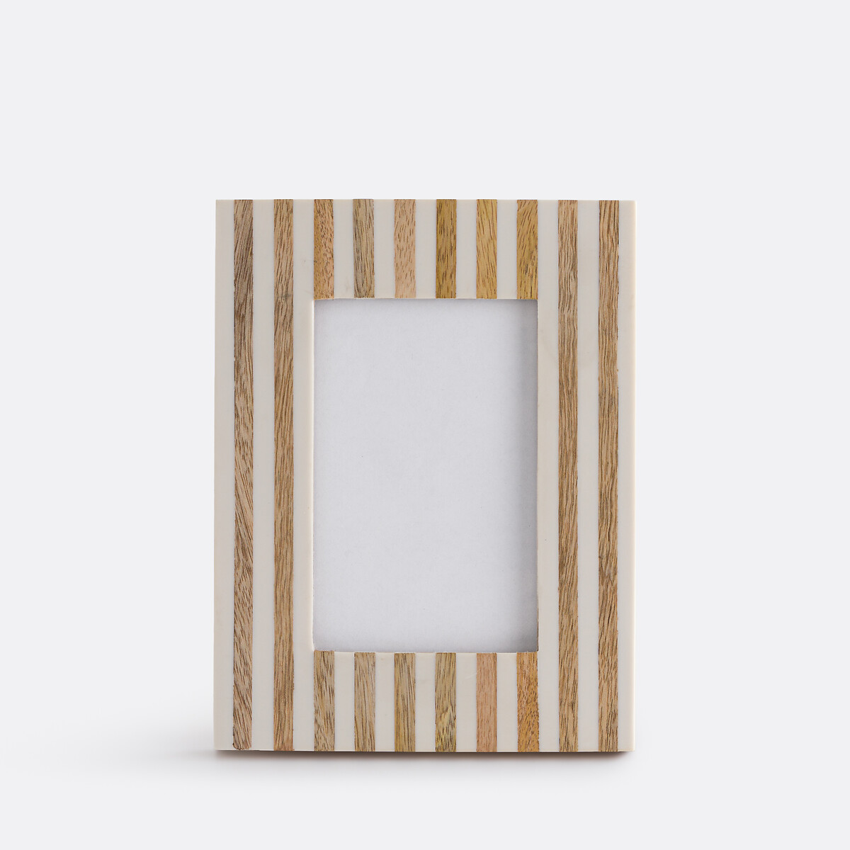 Κορνίζα ριγέ από ρητίνη και ξύλο μάνγκο